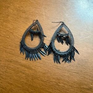 Chic Black Fringe Teardrop Earrings